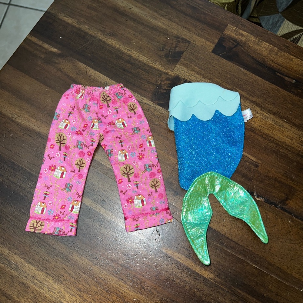 American girl Doll Wellie Wisher Mermaid Tail Outfit Costume Halloween and Pjs